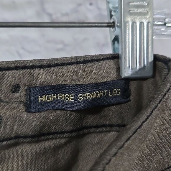 Women's JAG High Rise Straight-Leg Jeans Taupe Distressed Bleach Spots Denim 10 - Picture 9 of 13